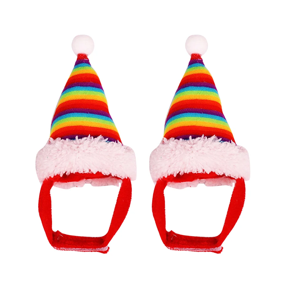 

2 Pcs Pet Christmas Rainbow Hats Plush Rabbit Guinea Hat Pet Costume Headdress