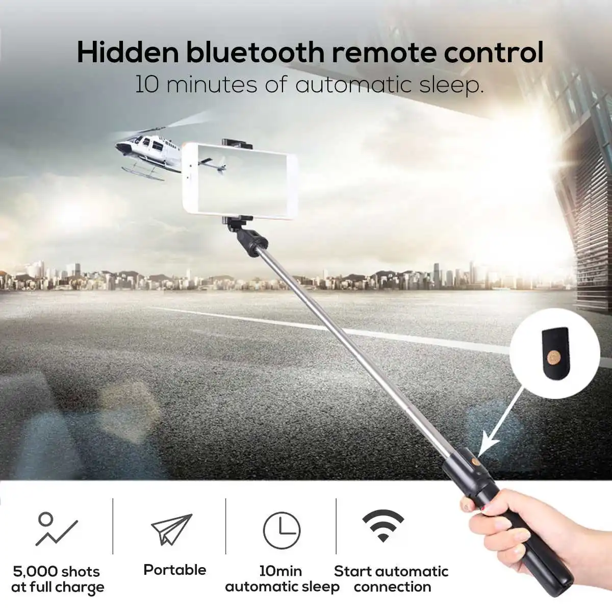 Беспроводная селфи палка с bluetooth штатив выдвижная дистанционным спуском затвора