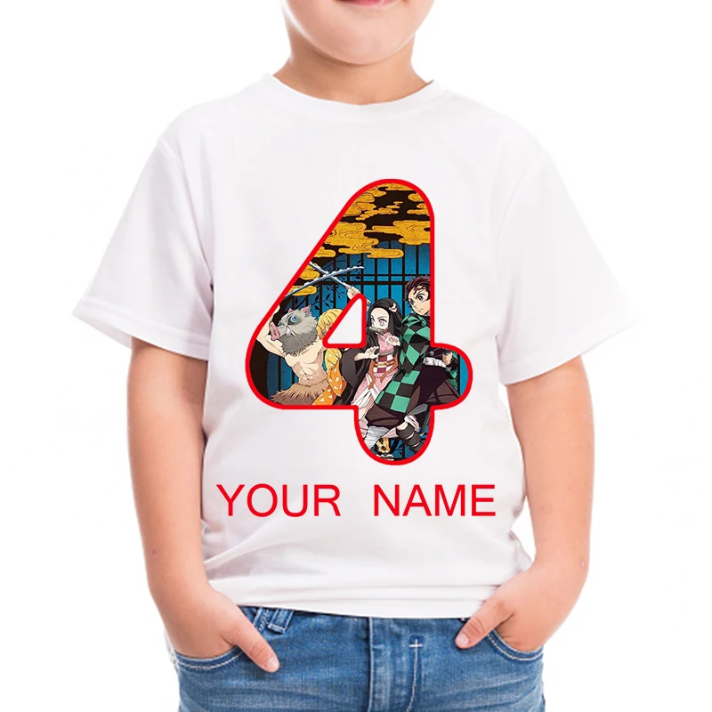 

2020 custom Devils killer Children Happy birthday Cute Cartoon Print T-shirt Girls/Boys Funny children Clothes Summer T-shirt