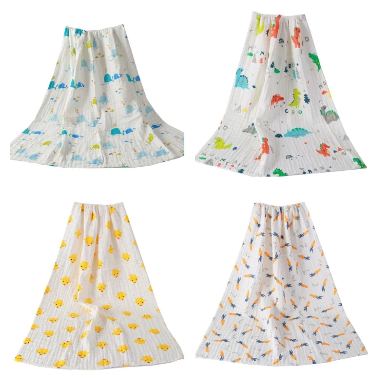 

Baby Sleeping Swaddle Wrap Cotton Muslin Receiving Blanket Newborn Infant Cartoon Printed Bath Towel Stroller Bedding