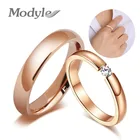 Модные яркие обручальные кольца Modyle в розовом и золотом цвете для мужчин и женщин, обручальные кольца для пар из нержавеющей стали с фианитами