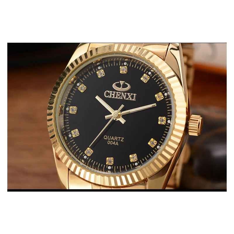 CHENXI Watches for Women &amp Men Analog Wristwatch Luxury Couple Watch Golden Stainless Steel Rolex Diament Gold | Наручные часы
