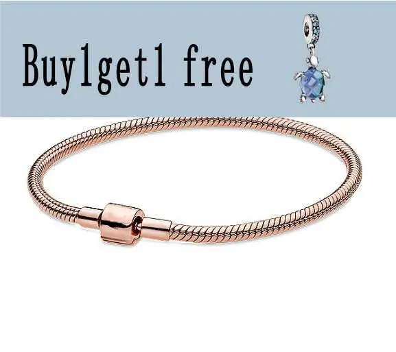 

925 Sterling Silver pan Bracelet Rose Moments Barrel Clasp Snake Chain Bracelet Bangle Fit Bead Charm Diy Fashion Jewelry
