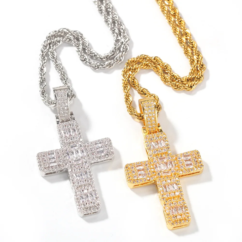 Фото Новинка 2020 классическое ожерелье с кулоном в стиле хип-хоп цирконом и крестом