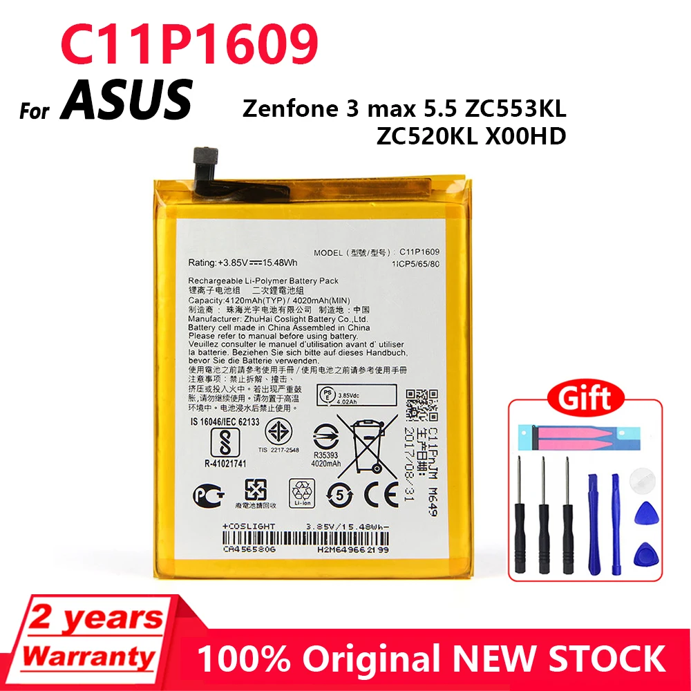 

C11P1609 4100mAh New Original Battery For ASUS Zenfone 3 max 5.5" ZC553KL X00DDA Zenfone 4 max 5.2" ZC520KL X00HD Batteries