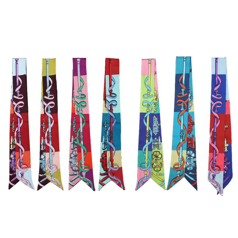 

Rope Print Design Silk Scarf Women Tie Slender Bag Ribbons Fashion Head Band Neck Protection Long Scarves For Lady