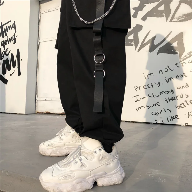 Брюки-карго унисекс с высокой талией брюки-султанки в стиле Харадзюку хип-хоп