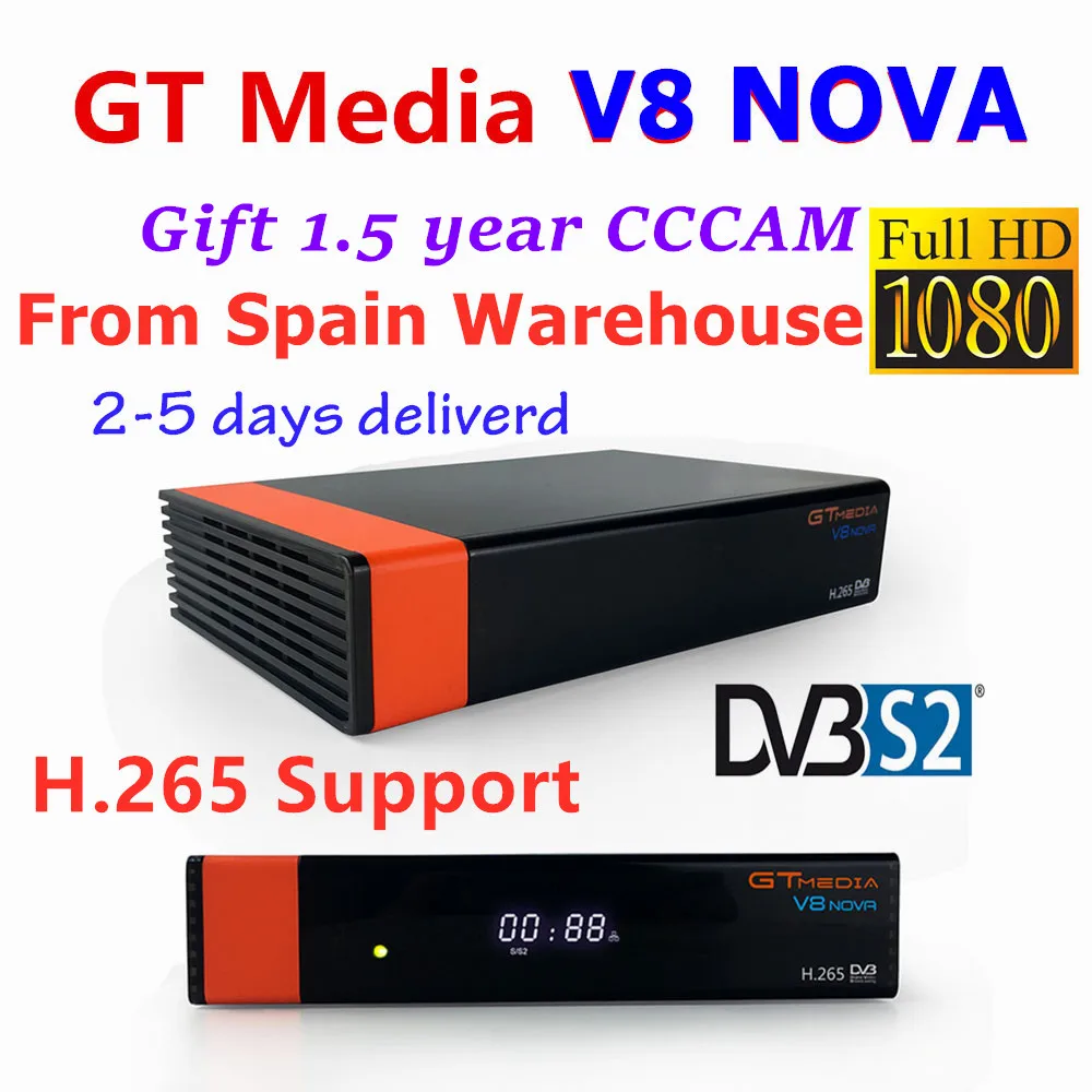 GT медиа V8 NOVA ресивер спутниковый полный декодер формата HD+ 1,5 год cccam 4k clines поддержка H.265 DVB-S2 Powervu Испания Германия Польша
