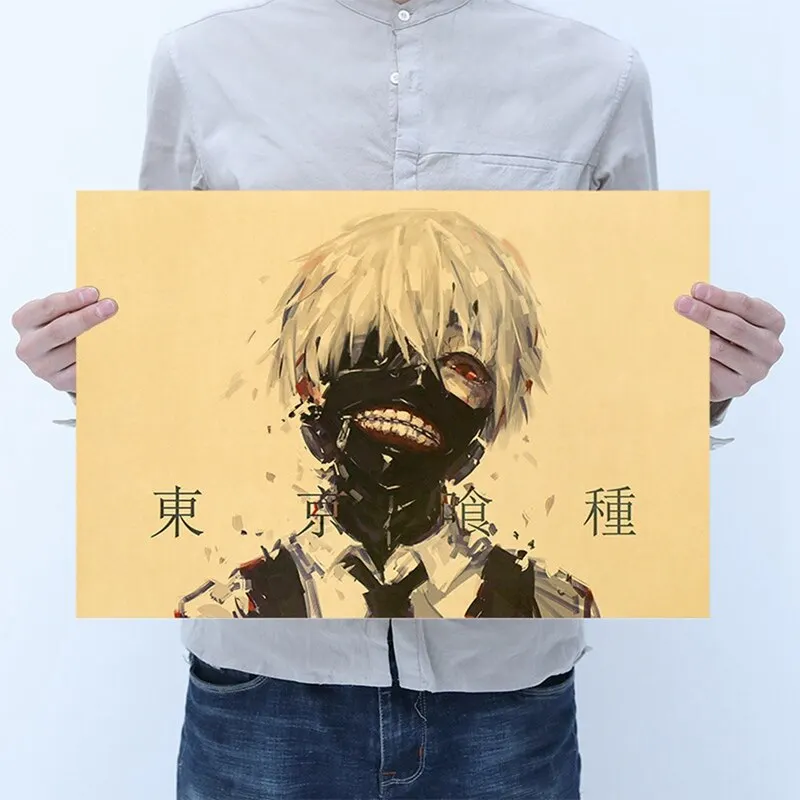 

Classic Animation Tokyo Ghoul Poster Vintage Retro Kraft Paper Dorm Room Wall Sticker 50.5x35cm Home Decor Painting