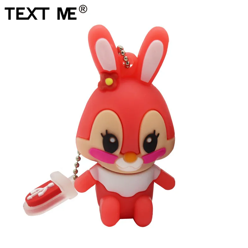 TEXT ME 64 Гб usb флеш-накопитель usb 2,0 4 ГБ 8 ГБ 16 ГБ 32 ГБ флеш-накопитель милый серый розовый модель кролик