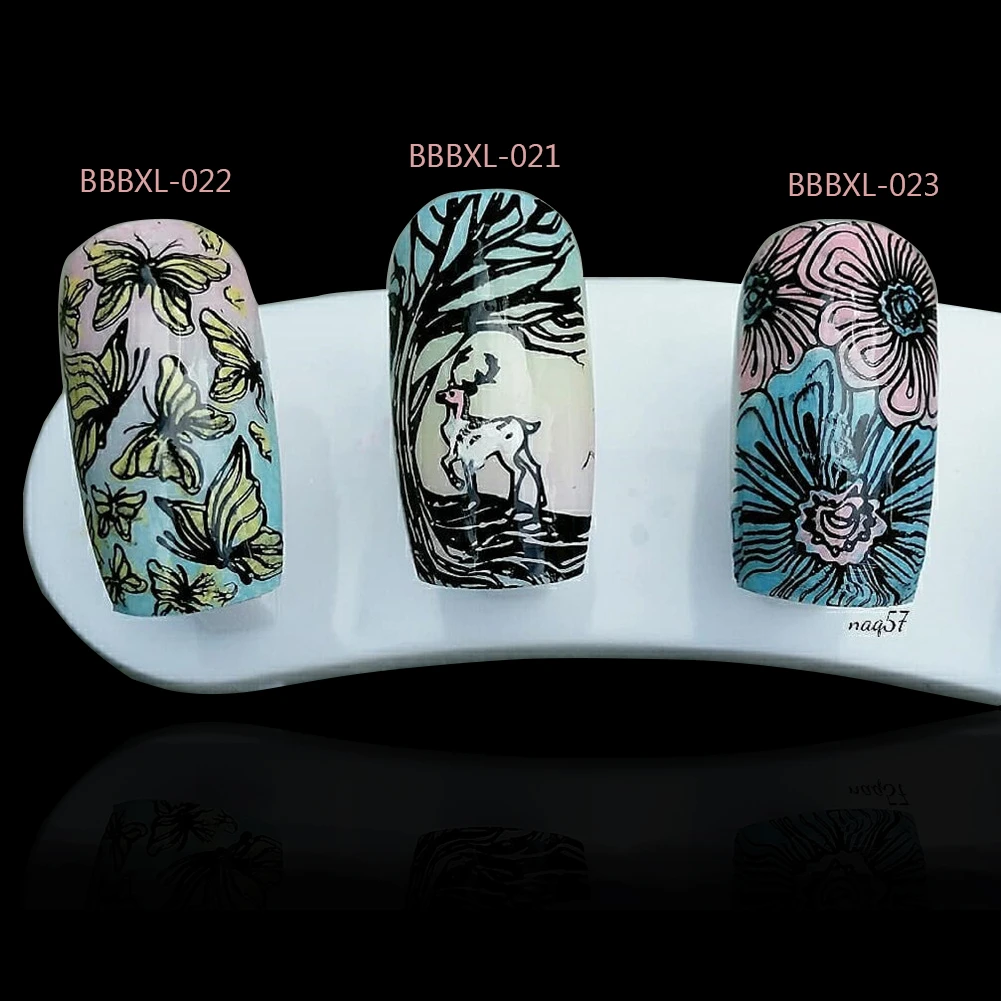 BeautyBigBang XL-021 6*12cm Rectangle Nail Stamping Plates Autumn Leaf Pattern Nail Art Stamp Template Image Plate Stencils