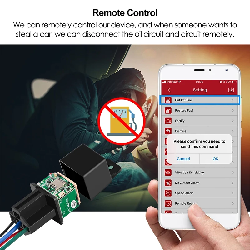 Motorcycles DIY Mini Car Relay GPS Tracker Cut Off Oil Towed Away ACC Status SMS Alarm Locator Tracking System Free APP 360 |