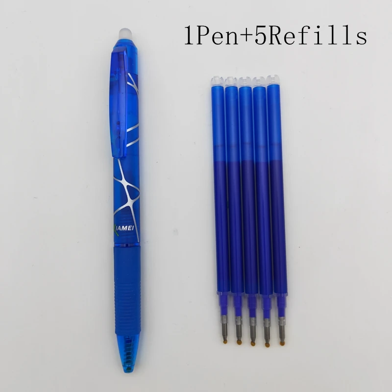 Blue 1pen5refills Xiamei 0,5 мм стираемая ручка Канцтовары гелевая ручка Волшебная стираемая чернильная ручка Канцтовары Школьные принадлежности 8 цветов Сменные заправки - Цвет: Blue 1pen5refills
