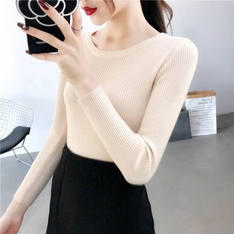 

2020 Autumn and winter new long sleeve sweater round neck bottoming women's sweater