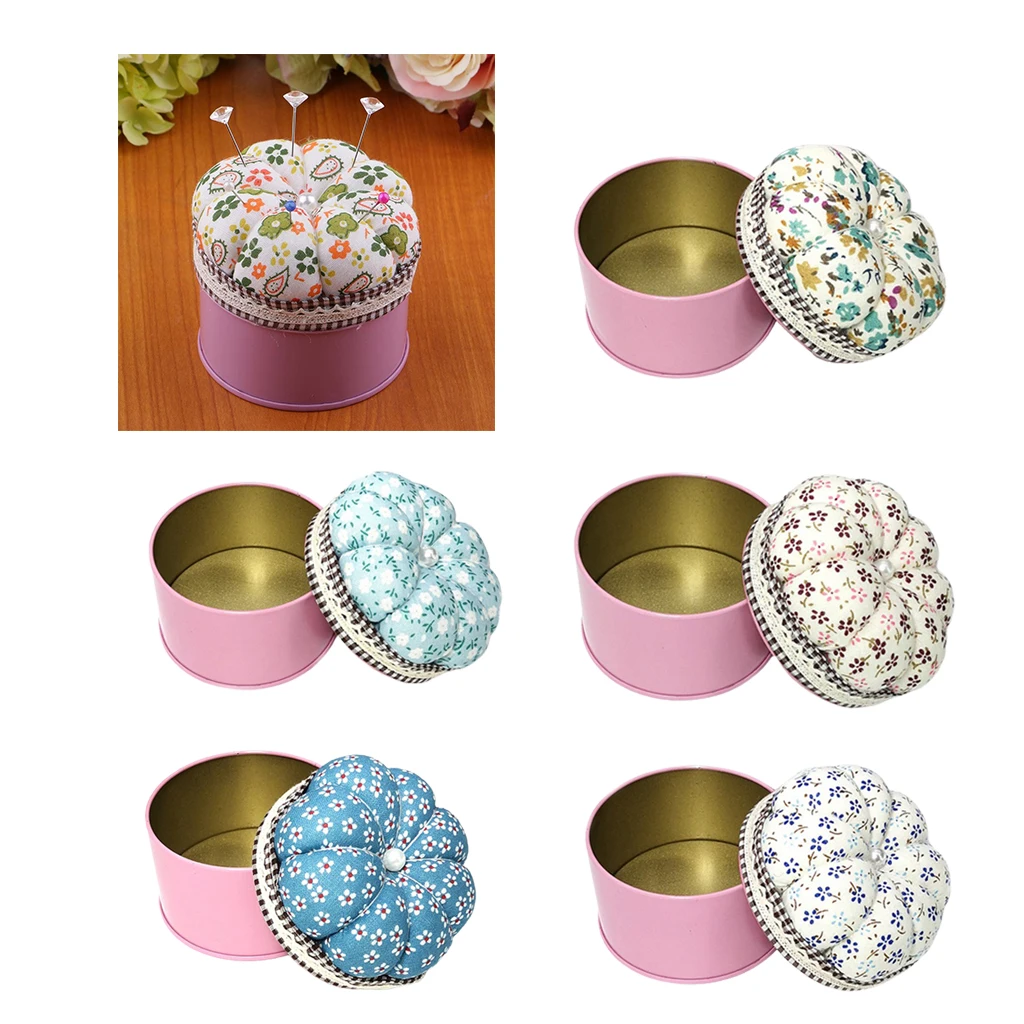 

Pumpkin Needle Pin Cushion Sewing Access Round Needle Pin Pillow w/ Storage Box Case DIY Craft Needlework Stitching Embroidery