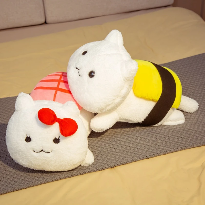 

1pc 45cm Kawaii Lying Sushi Cat Plush Toys Stuffed Cute Cat Doll Lovely Animal Pillow Soft Cartoon Cushion Kids Christmas Gift