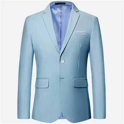 sky blue 1pcs Роскошный мужской свадебный костюм из 3 предметов, модный мужской тонкий однотонный деловой офисный костюм, большие размеры, мужской блейзер+ брюки+ жилет - Цвет: sky blue 1pcs
