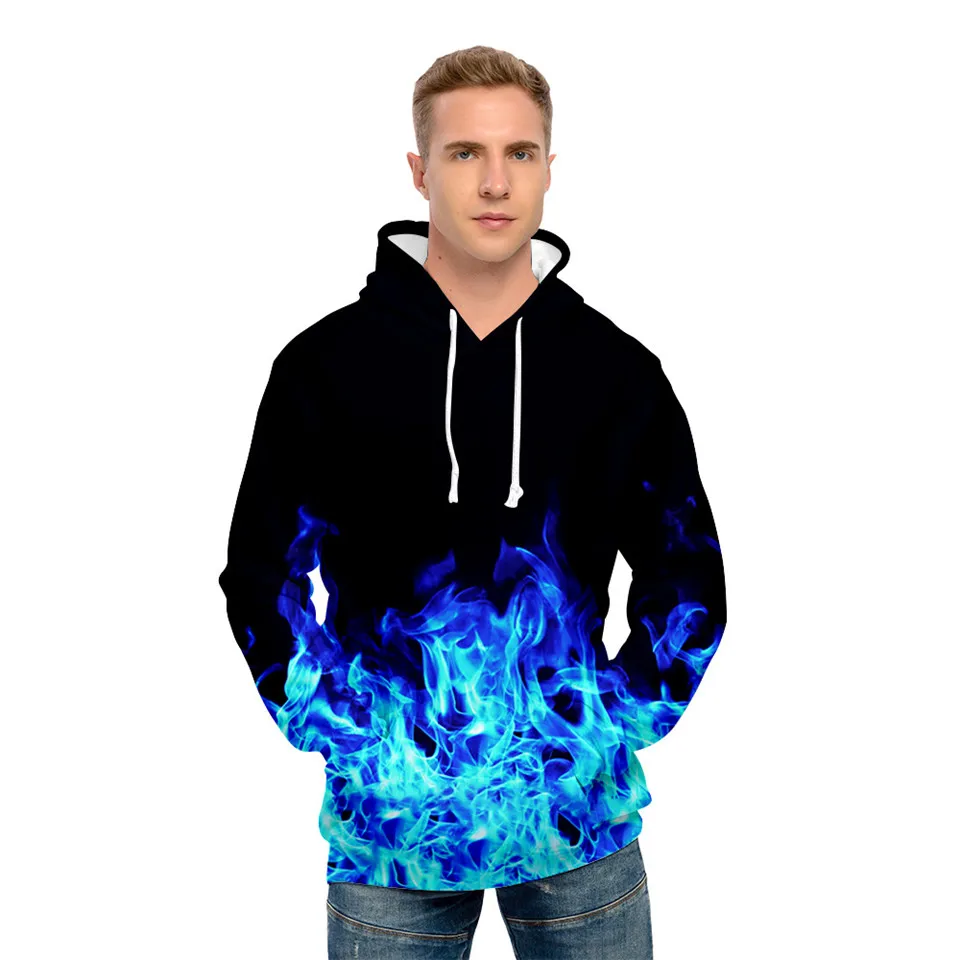 

Yellow And Blue 3D Fire Flame Men Sweatshirt Women Hoodies outwear Winter Handsome Hooded Male 3D Hoody hio hop clothes