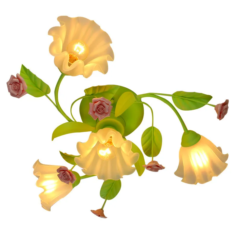 

garden style bedroom warm living room restaurant iron flower ceiling light