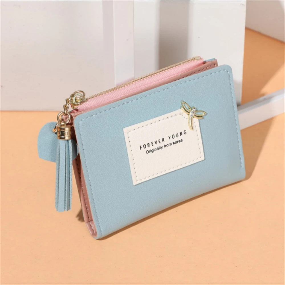 

2021 Fashion Leather Wallet Women Buckle Tassel Pendant Wallet Lovely Female Student Pocket Purse Card Wallet