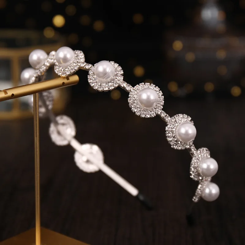 

Bridal Pearl Crystal Hairbands Tiaras Jewelry Accessories Bride Elegant Rhinestone Crowns For Women