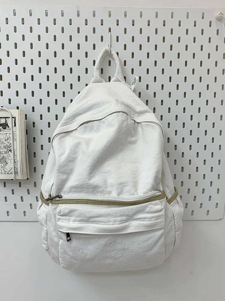

Eco Friendly Grocery Canvas Women Backpack Large Capacity Solid Color Men And Women Travel Bag Unisex College Schoolbag Backpack