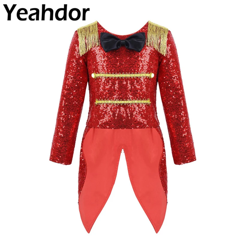 Дети Девушки Ringmaster цирк Хэллоуин косплей вечерние костюмы с длинным рукавом