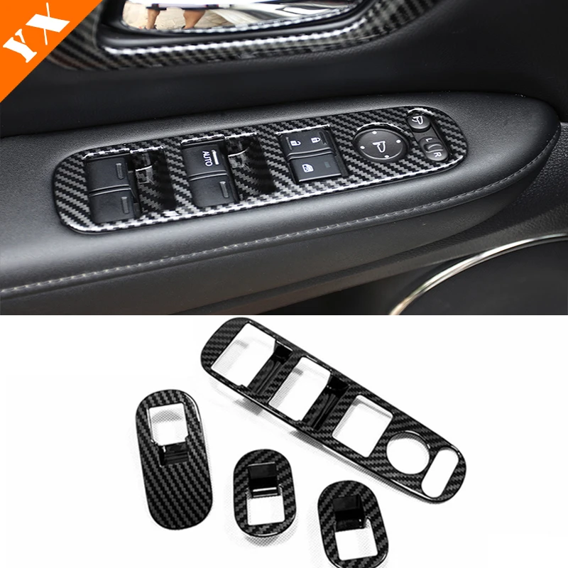 

4pcs for Honda VEZEL HRV HR-V Car Armrest Door Window Glass Lift Switch Panel Cover Trim ABS Carbon 2015 2016 2017 Accessories