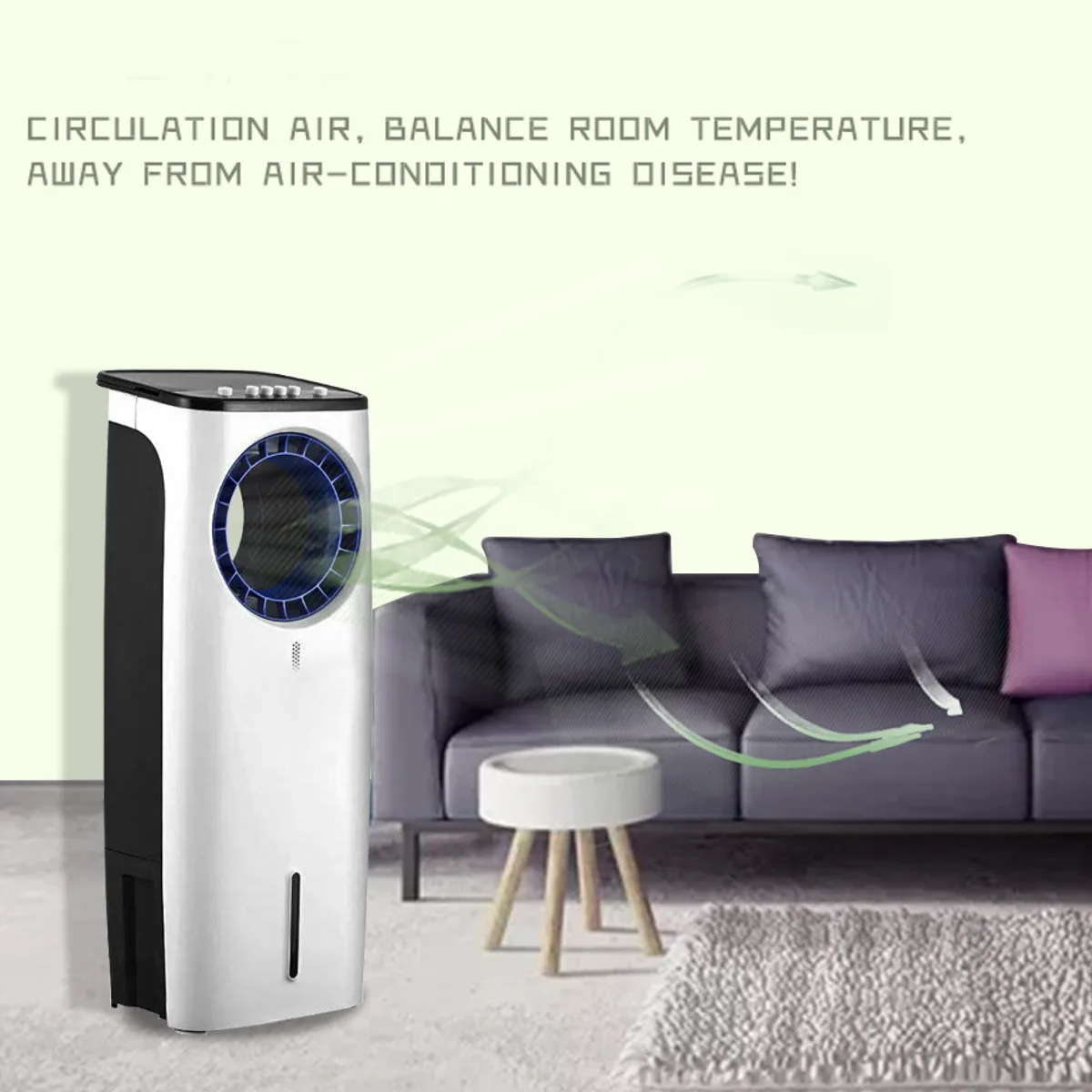 

61cm Cold Bladeless Cooling Fan Ultraquiet Electric Air Conditioner Timer 3 Speed Home Office Use + 2 Refrigerant 220V 65W