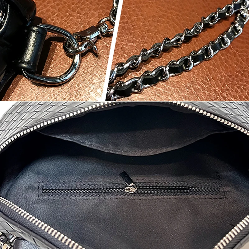 

Bag Wide Strap Women's Bag Chain Woven Chest Vintage Luxury Main Crossbody Brand