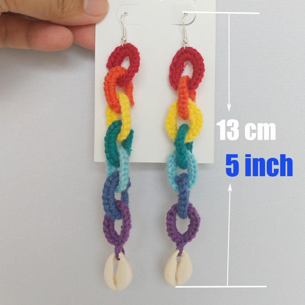 

Buy 2 Get 30% Off Original Crochet Rainbow Hoop Long Earrings With Shell New Fashion Boho Dangle Drop Earrings For Women
