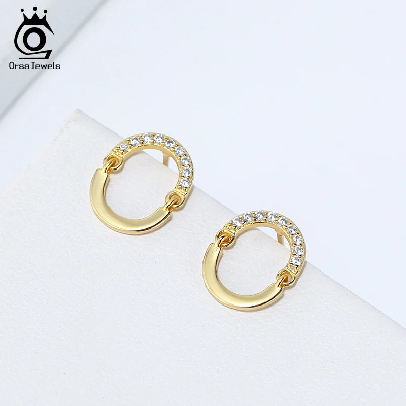 ORSA JEWELS кольцо AAA Циркон женский складной серьги гвоздики 925 серебро с последней O