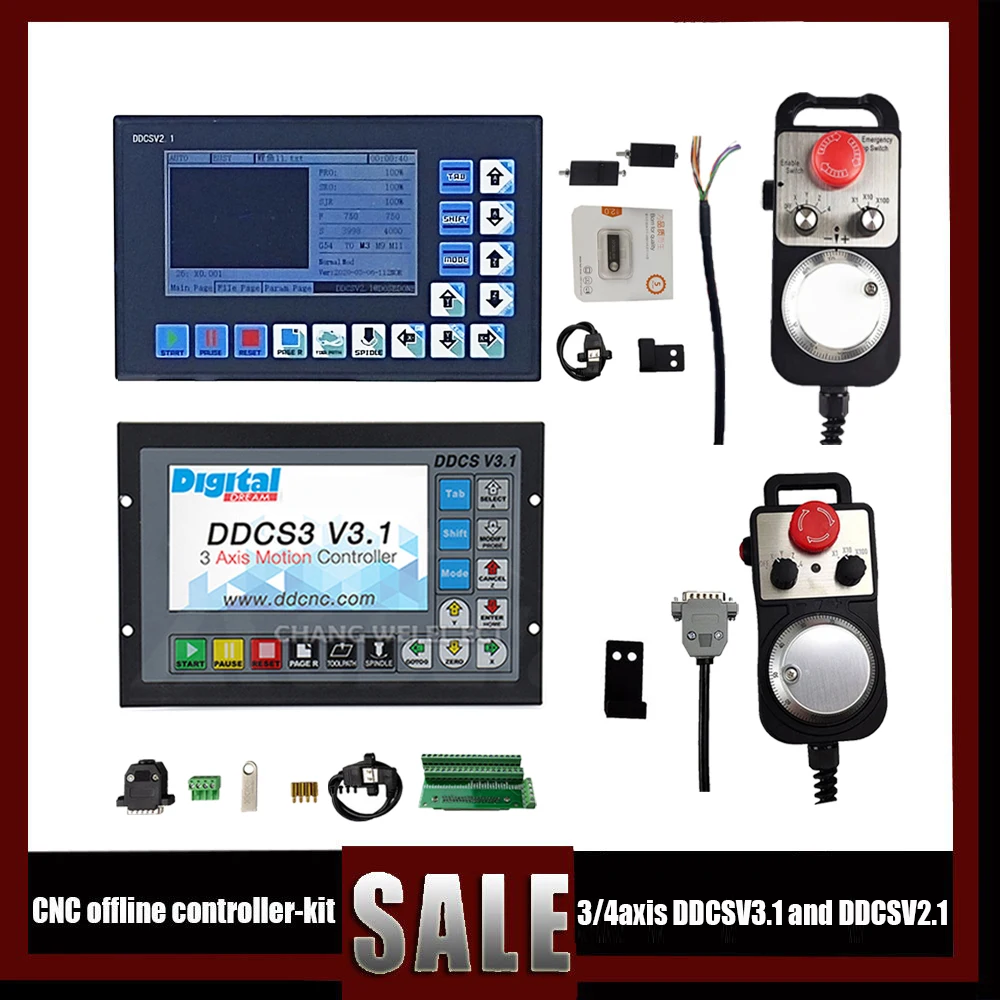 Newly Updated 3-axis 4-axis Cnc Motion Controller Kit Ddcsv3.1/ddcsv2.1 With Emergency Stop Electronic Handwheel Mpg