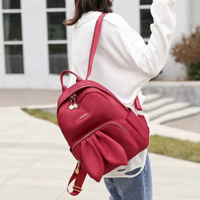 

LU.FAWN 2021 New Fashion Korean Women Large Capacity Rabbit Ear Cute Backpack Double Shoulder Schoolbag Travel Waterproof (522