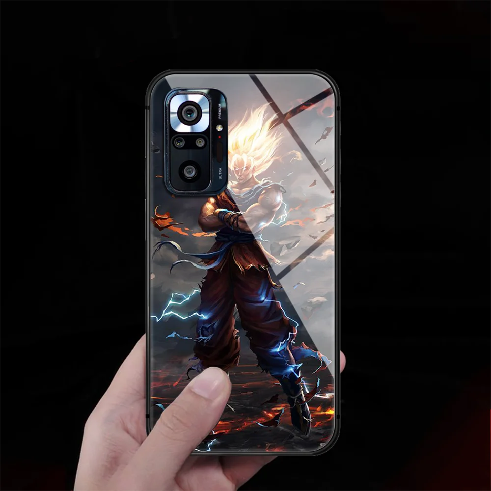 

D-Dragons Ball Goku Tempered Glass Phone Case Cover For Xiaomi Redmi Note 7 8 9 10 K40 A C S T Pro Black Bumper 3D Back Etui