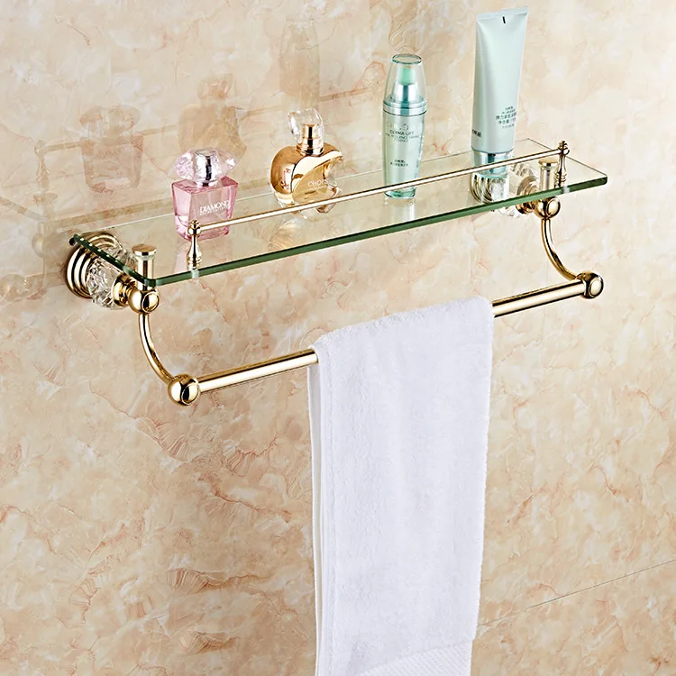 gold crystal towel rack european bathroom hooks hardware suite bathroom brass shower basket towel ring bathroom accessories free global shipping