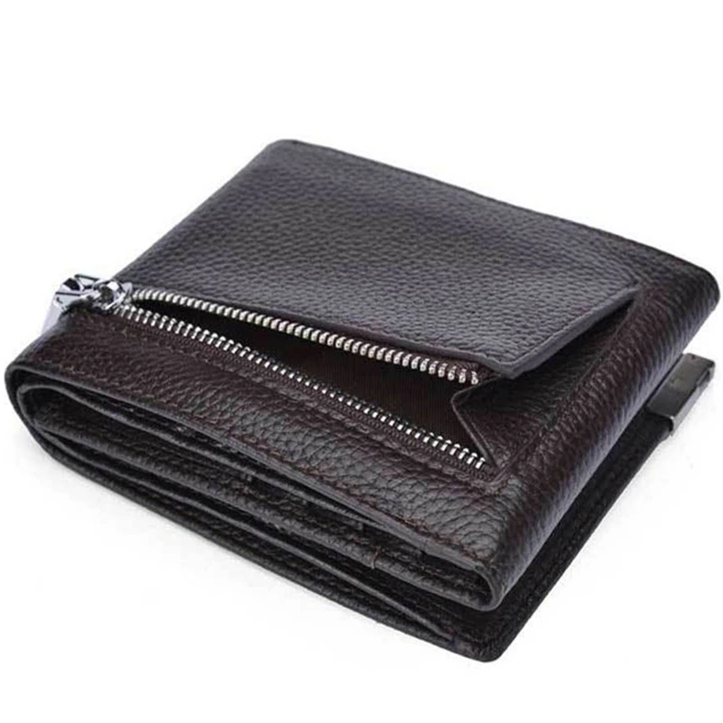 Новый мужской кошелек из натуральной коровьей кожи тройного сложения брендовый