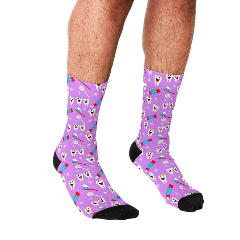 

funny Socks Men harajuku Merry Christmas Teeth Socks Printed Happy hip hop Men Socks Novelty Skateboard Crew Casual Crazy Socks