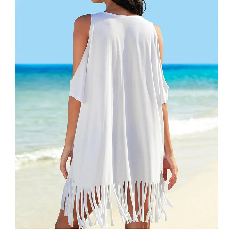 Новый Пляжный наряд кафтан на пляж Дамская рубашка сексуальное пляжное платье