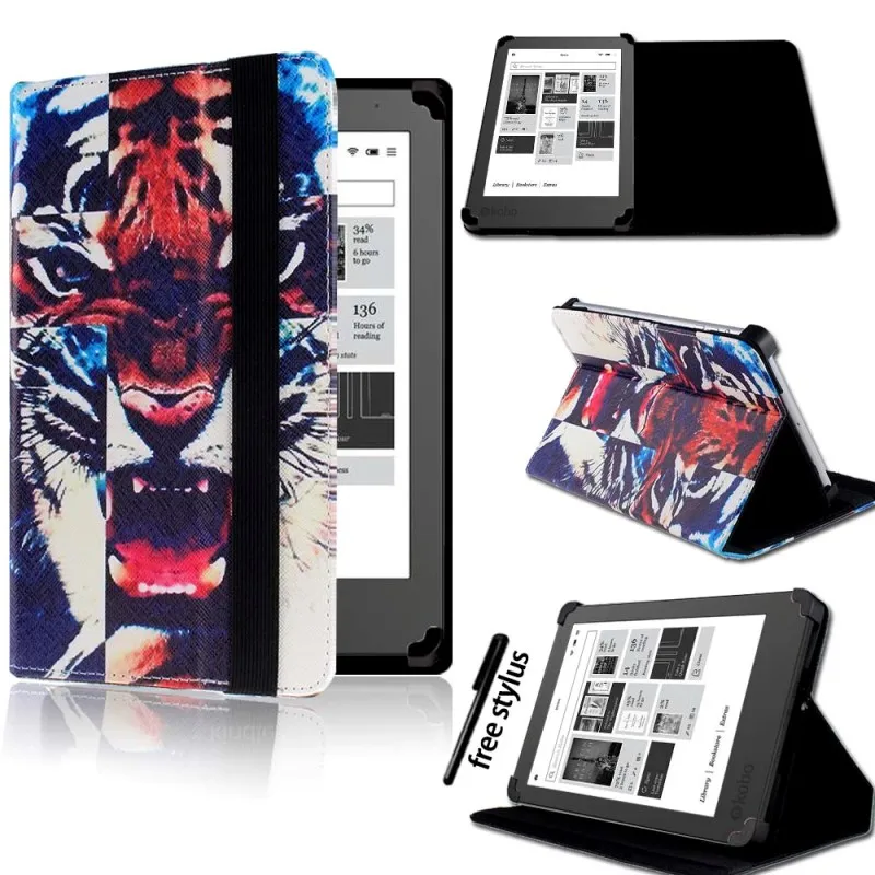 KK&LL для 2013 Kobo Aura " /NEW Aura Edition 2 6" eReader планшет-Кожаная подставка для планшета Folio Smart Cover чехол+ стилус