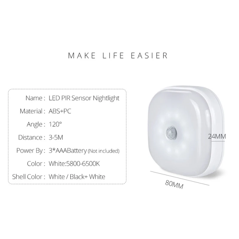 

Wireless Moving Sensor Night Light For Room Corridor Bedroom Ect Human Body Infrared Induction + Light Control LED Night Light