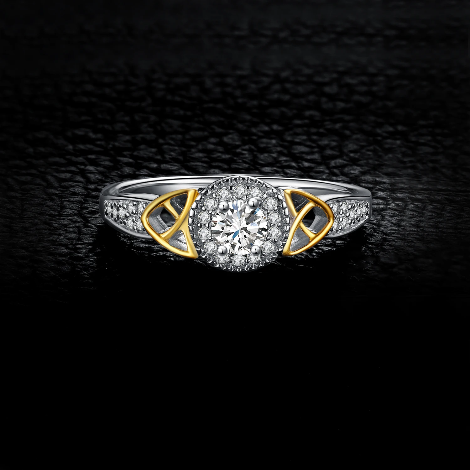 JewelryPalace кельтские узлы проложить фианит Halo обручение кольцо 925 пробы серебро Мода