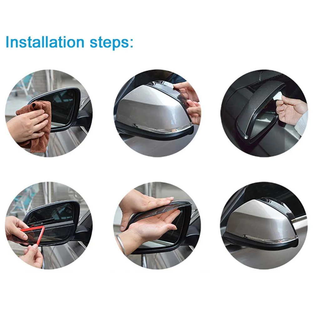 

2Pcs Universal Flexible PVC Car Back Mirror Eyebrow Rain Cover Car Accessories Rearview Mirror Rain Shade Rainproof Blad