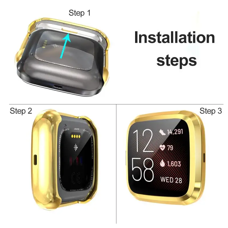 

New Screen Protector For Fitbit Versa 2 Shell Case Protective Cover All-inclusive Plating Case TPU Anti-fall Case Accessories