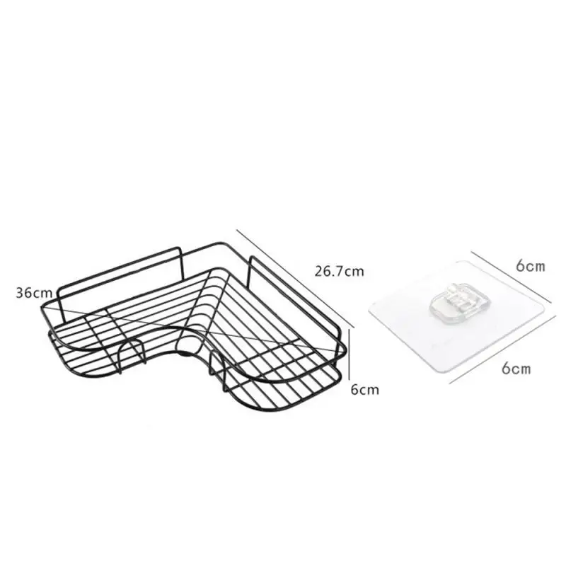 

1PC Punch-Free Corner Rack Wrought Iron Storage Rack Shower Shampoo StorageTripod With Suction Cup For Kitchen Bathroom Fixtures