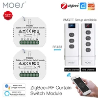 moes rf433 zigbee smart curtain switch module for motorized roller shutter blinds motor 2mqtt tuya smart app alexa google home