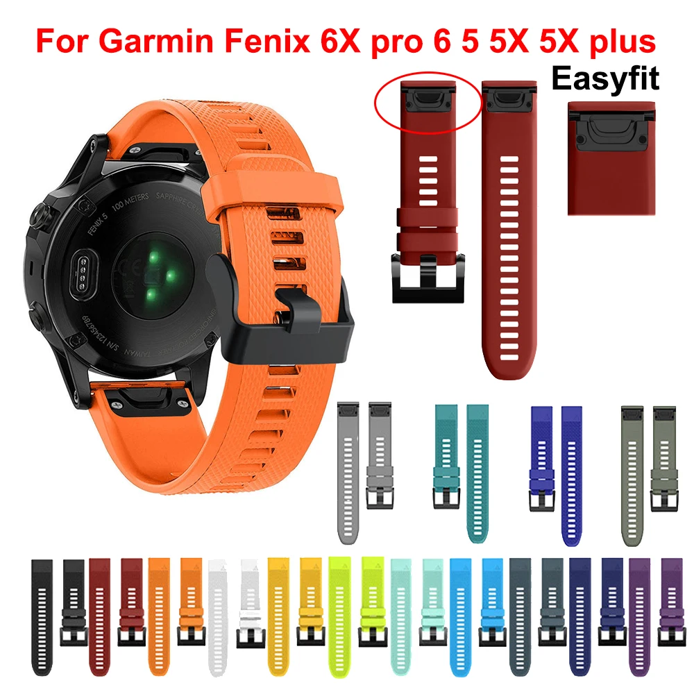 Быстросъемный силиконовый ремешок для Garmin Fenix 6 6X 6S Pro 5 5X 3hr мягкий сменный из