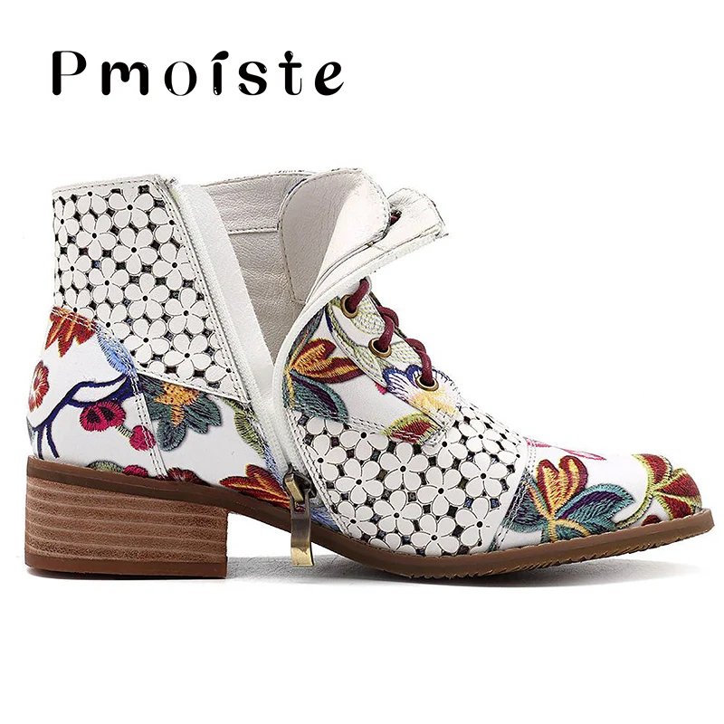 Новинка 2019 ботильоны женские модные ботинки с красивым цветочным узором