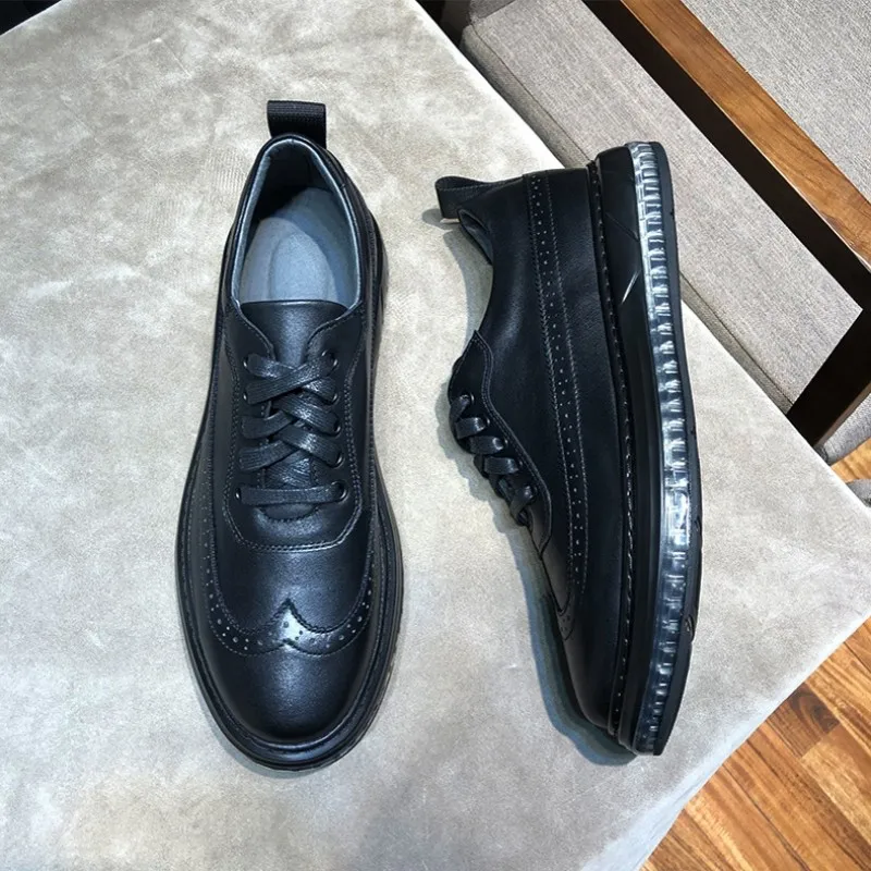 Мужские туфли из натуральной кожи на толстой подошве | Обувь