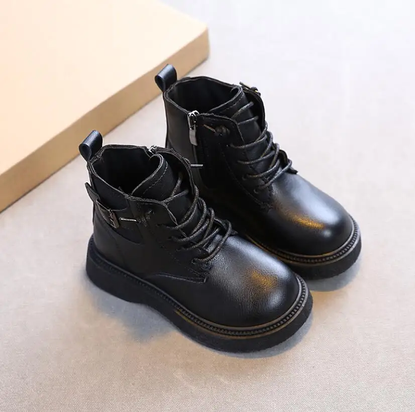 

2021 Girls Martin Boots Children British Style Black Rhinestone Boots Autumn Winter Princess Elegant Golden Bling Snow Boots